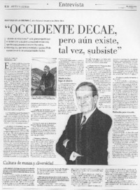 Occidente decae, pero aún existe, subsiste (entrevista)