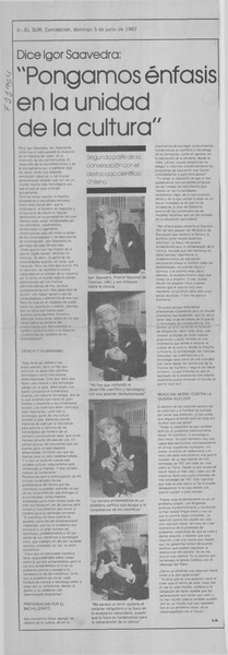 Pongamos énfasis en la unidad de la cultura:" [entrevista]