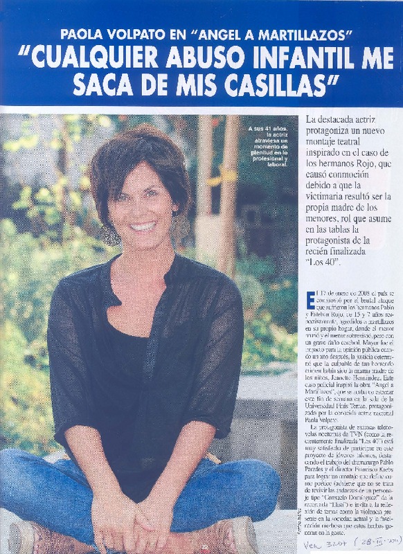 "Cualquier abuso infatil me saca de mis casillas" (entrevista)  [artículo] S. Caro.