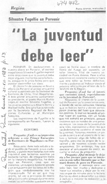 "La Juventud debe leer" : [entrevista]