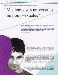 "Mis letras son universales, no homosexuales" (entrevista)