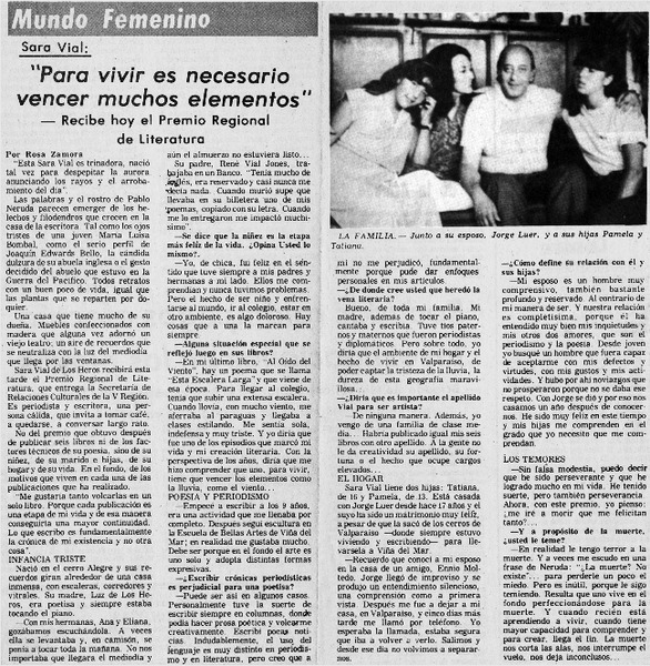 "Para vivir es necesario vencer muchos elementos" : [entrevistas]