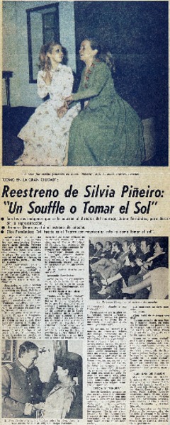 Reestreno de Silvia Piñeiro: "Un soufle o tomar el sol" : [entrevista]
