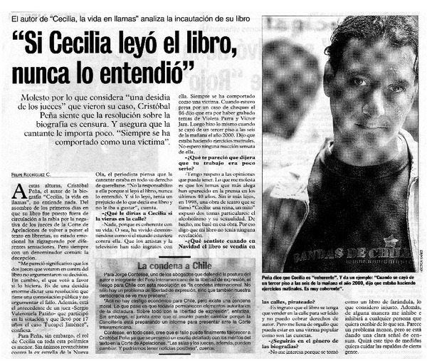 Si Cecilia leyó el libro, nunca lo entendió" : [Entrevista]