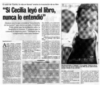 Si Cecilia leyó el libro, nunca lo entendió" : [Entrevista]
