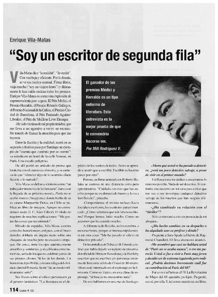 Soy un escritor de segunda fila".