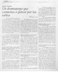 Un dramaturgo que comienza a gatear por las tablas (entrevista)