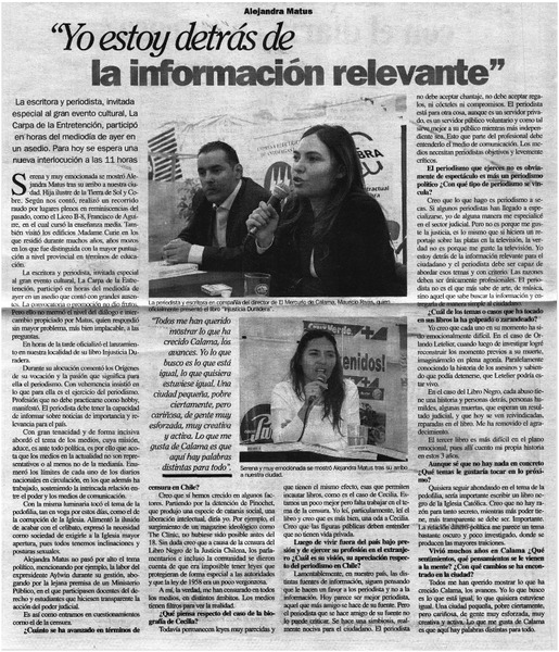 Yo estoy detràs de la información relevante" : [entrevista]