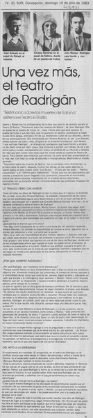 Una vez más, el teatro de Radrigán