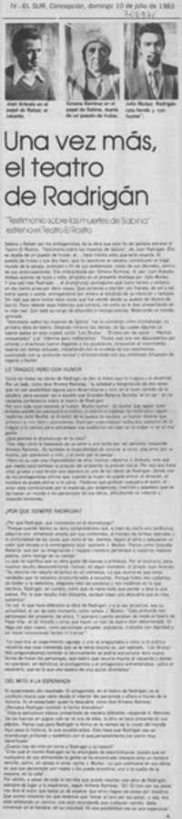 Una vez más, el teatro de Radrigán