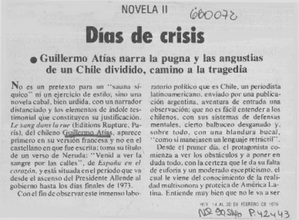Días de crisis  [artículo] A. C.