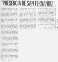 "Presencia de San Fernando"  [artículo] Josefina Acevedo C.