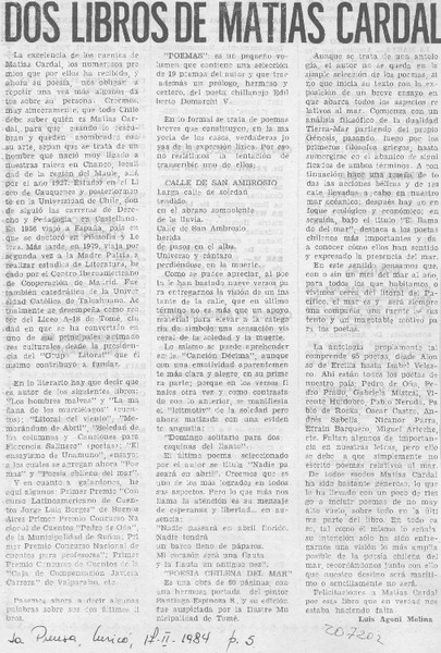Dos libros de Matías Cardal