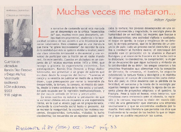 Muchas veces me mataron --