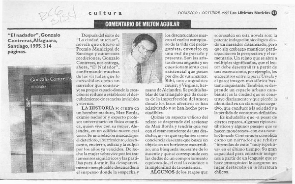 "El nadador"  [artículo] Milton Aguilar.