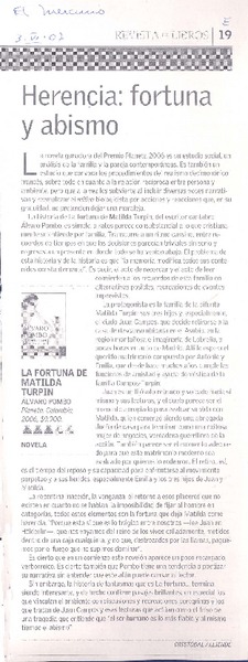 Herencia: fortuna y abismo