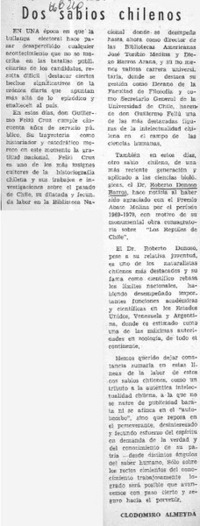 Dos sabios chilenos  [artículo] Clodomiro Almeyda.