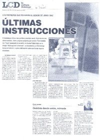 Ultimas intrucciones  [artículo]Rodrigo Alvarado E.