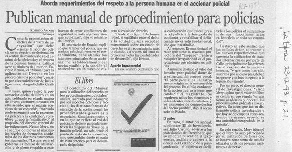Publican manual de procedimiento para policías  [artículo].