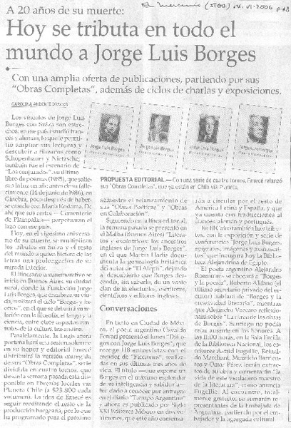 Hoy se tributa en todo el mundo a Jorge Luis Borges