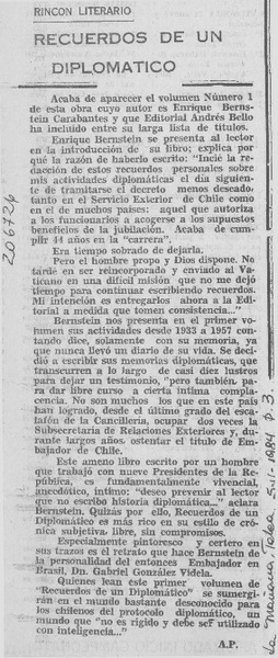 "Recuerdos de un diplomático"