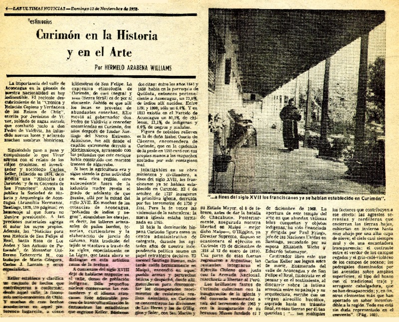 Curimón en la historia y en el arte  [artículo] Hermelo Arabena Williams.