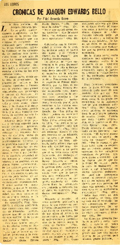 Crónicas de Joaquín Edwards Bello  [artículo] Fidel Araneda Bravo.