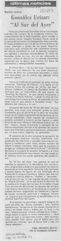 González Urízar "Al sur del ayer"