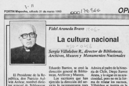 La cultura nacional  [artículo] Fidel Araneda Bravo.