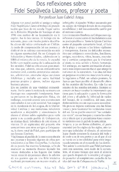 Dos reflexiones sobre Fidel Sepúlveda, profesor y poeta
