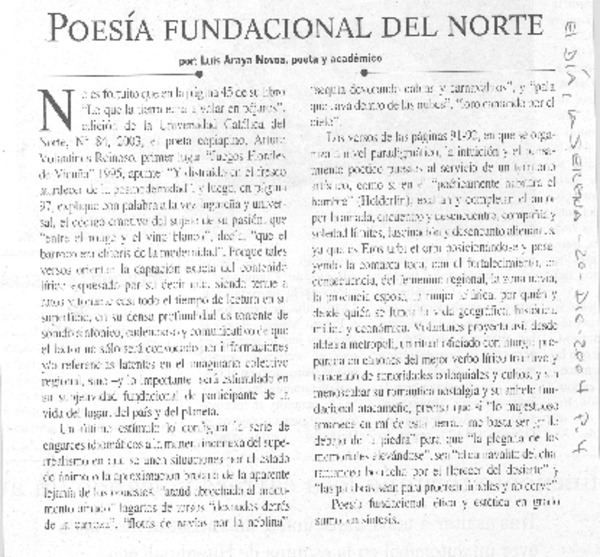 Poesía fundacional del norte