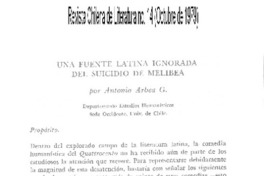 Una fuente latina ignorada del suicidio de Melibea