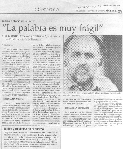 Marco Antonio de la Parra: "La palabra es muy frágil":