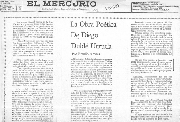 La obra poética de Diego Dublé Urrutia