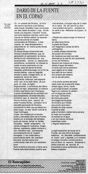 Dario de la Fuente en el Copao  [artículo] José Arraño Acevedo