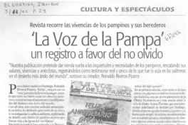La voz de la pampa" un registro a favor del no olvido
