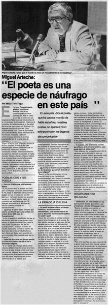 "El poeta es una especie de náufrago en este país"