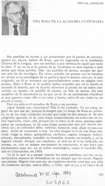 Una Rosa en la Academia centenaria