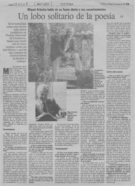 Un lobo solitario de la poesía  [artículo] Richard Vera.