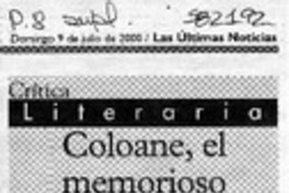 Coloane el memorioso  [artículo] Javier Aspurúa
