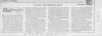 Como decíamos ayer  [artículo] Javier Aspurúa