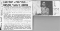 Escritor unionino lanza nueva obra  [artículo] Eliana Azócar.