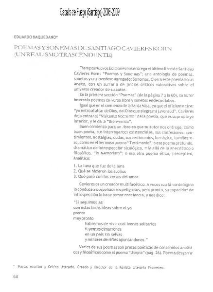 Poemas y sonemas de Santiago Cavieres Korn