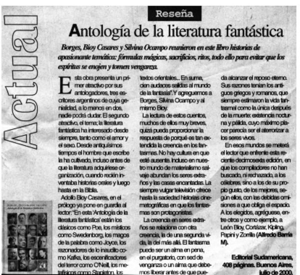Antología de la literatura fantástica