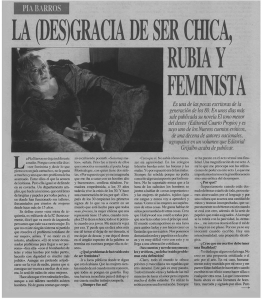 La (des)gracia de ser chica, rubia y feminista