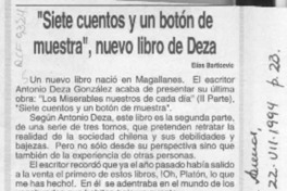 "Siete cuentos y un botón de muestra", nuevo libro de Deza  [artículo] Elías Barticevic.