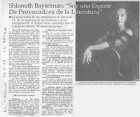 Shlomith Baytelman, "Soy una especie de provocadora de la literatura"  [artículo].