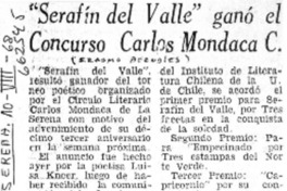 Serafín del Valle" ganó el Concurso Carlos Mondaca C.  [artículo] Erasmo Bernales.
