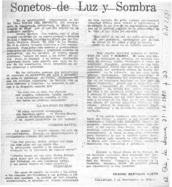 Sonetos de luz y sombra