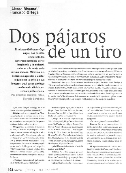 Dos pájaros de un tiro (entrevista)